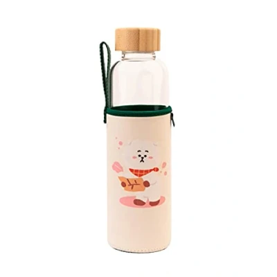 Abbildung von Grupo Erik Trinkflasche 500 ml Glas GYM Flasche BT21 RJ Glasflasche Sportflasche Kinder Wasserflasche BTS Fanartikel Offizieller Merch