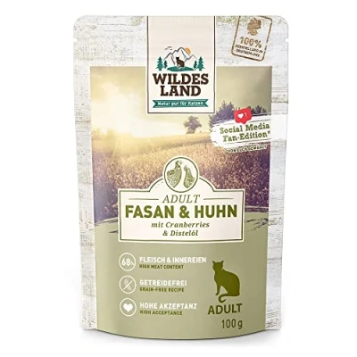 Abbildung von Wildes Land Adult Fasan &amp; Huhn 12 x 100 g Nassfutter Katzenfutter