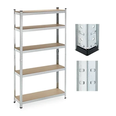 Abbildung von Relaxdays Schwerlastregal, 5 Ebenen, HBT 180x100x30 cm, 500 kg Tragkraft, Stahl, Lagerregal für Keller &amp; Garage, Silber