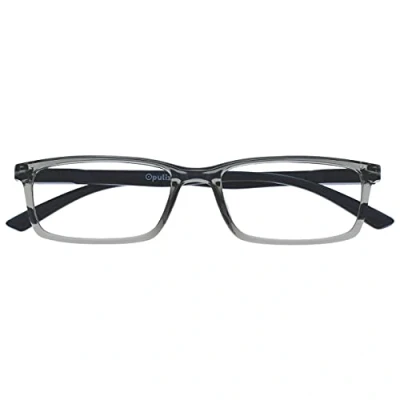 Abbildung von OPULIZE See Lesebrille Blaulichtfilter Schmal Rahmen Federscharniere Verbessern Den Schlaf Computer Gaming Entspiegelt Grau Herren Damen B9 7+1.00