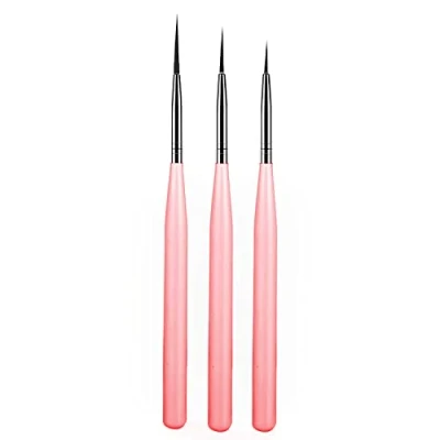 Abbildung von luoshaPUCY Nageldesign Pinsel, [3 Stücke] Nagel Art Liner Pinsel Professional Nailart Fineliner für DIY Nail Salon Design (Rosa)