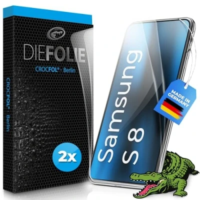 Abbildung von Crocfol Schutzfolie vom Testsieger [2 St.] kompatibel mit Samsung Galaxy S8 selbstheilende Premium 5D Langzeit Panzerfolie für vorne, hüllenfreundlich