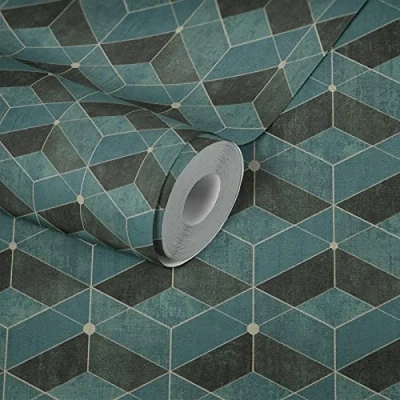 Abbildung von living walls 3D Tapete &quot;Titanium&quot;, Optik Geometrisch grafisch, Effekt Tapeten Wohnzimmer Schlafzimmer Küche