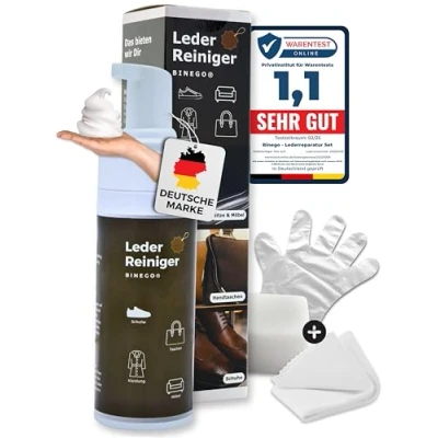 Abbildung von Binego Lederpflege Set Leder &amp; Kunstleder Pflegemittel Lederschaum Lederreiniger (XXL Set, [ Hohe Wirksamkeit)