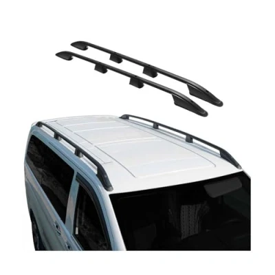 Abbildung von OMAC Dachreling Dachgepäckträger kompatibel mit VW Caddy 2003 2015 Langer Aluminium Schwarz 2tlg
