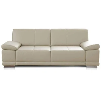 Abbildung von CAVADORE 2,5 Sitzer Sofa Corianne / Kleine Echtleder Couch im modernen Design Mit Armteilverstellung 192 x 80 99 weiß