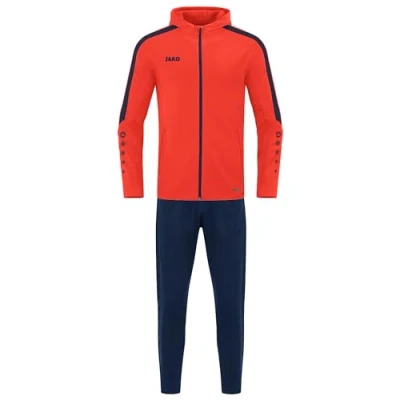Abbildung von JAKO Kinder Trainingsanzug Polyester Power mit Kapuze, Flame/Marine, 140