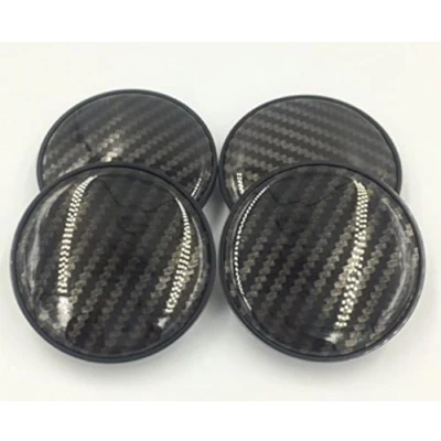 Abbildung von 4 x Universal Carbon Faser Effekt Auto Legierung Rad Center Hub Radabdeckung Set ohne Logo Uni Emblem 60 mm Rand Cap Abdeckung Radzierblenden Reifen Trim Truck Kunststoff Vergoldung