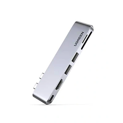 Abbildung von UGREEN 6 in 2 Adapter Hub USB C HDMI 4K kompatibel mit MacBook Pro Air M2 M1 2022 bis 2016, Multiports 3.0 5 Gbps, Thunderbolt 3 6K Video, 100 W PD, 40 Gbps Übertragung, SD Kartenleser TF