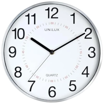 Abbildung von Unilux Wanduhr Aria mit Sekundenzeiger 28,5cm modernes Ziffernblatt, Kunststoff/Glas, metallgrau