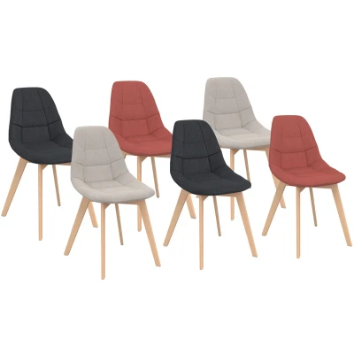 Abbildung von Set von 6 skandinavischen Stühlen GABY mix color dunkelgrau x2, terracotta beige x2 für Esszimmer IDMarket