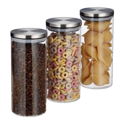 Abbildung von relaxdays Vorratsglas 3er Set je 1,3 Liter, Glas