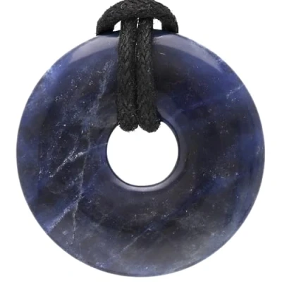 Abbildung von Lebensquelle Plus Sodalith Donut Ø 30 mm + Baumwollband Edelstein Anhänger Echte Heilsteinkette inkl. Band