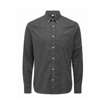 Abbildung von Only &amp; Sons Normal Geschnitten Kragen Hemd, Herren, Größe: Small, Black