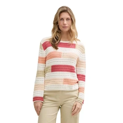 Abbildung von TOM Tailor Strickpullover, Damen, Größe: XL, Fresh berry highlight stripe