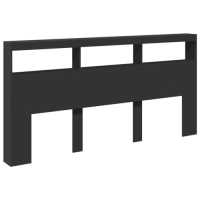 Abbildung von vidaXL LED Kopfteil mit Ablagen, Bettkopfteil RGB Leuchten, Bettrückwand hervorragender Rückenlehne, Rückwand Betthaupt, Schwarz 200x17x102cm