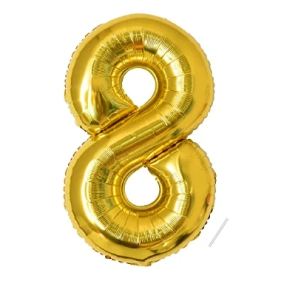 Abbildung von Geburtstag zahlen luftballon 8 jahre Folienballon XXL Gold Riesen in 40&quot; 101cm Geburtstagsdeko Ballon Zahl Deko zum fliegt mit Helium