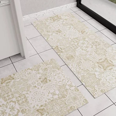 Abbildung von PETTI Artigiani Italiani Teppich für Küche, rutschfest, waschbar, Läufer Teppich, Küchenläufer, 52 x 180 cm, Design Vietri Taupe, 100% Made in Italy