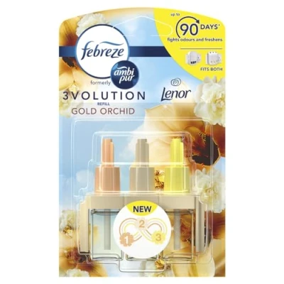 Abbildung von Febreze ambi pur 3Volution Nachfüller für Duftstecker, 120 ml (20 x 6), Geruchsbeseitiger, Goldene Orchidee