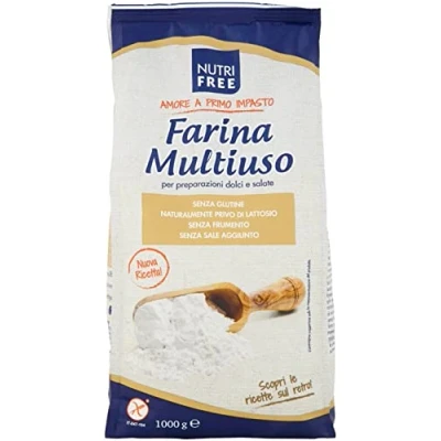 Abbildung von Nutri Free Farina Multiuso Mehrzweckmehl Mehl Laktose und Milcheiweißfrei Glutenfrei 1Kg Packung ideal für süß herzhaft