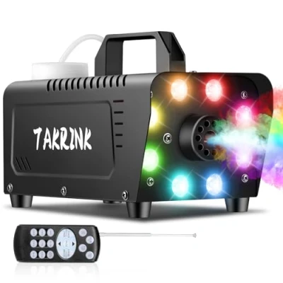 Abbildung von TAKRINK 900W Nebelmaschine Rauchmaschine 16 Farben RGB Lichteffekt Mini mit Fernbedienung für DJ Disco Party, Hochzeit, Halloween, Weihnachten