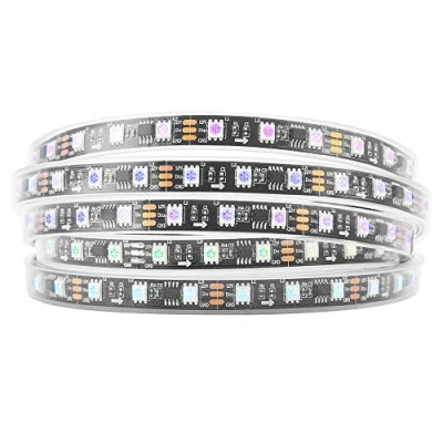 Abbildung von BTF LIGHTING WS2811 RGB adressierbare Traum Farbe LED Streifen 5m 60LEDs/m 20Pixels/m 300LEDs 100pixels IP67 Spritzwassergeschützt Schwarz PCB Flexibel DC12V Lauflicht Effekt für Heimdekoration