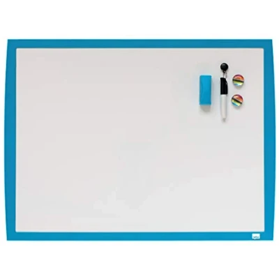 Abbildung von Nobo Kleines Magnetisches Whiteboard, Farbiger Rahmen, Wandmontage, Inklusive Passendem Zubehör, Zuhause/Büro, 585 x 430 mm, Blau, 2104176