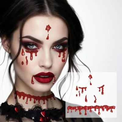 Abbildung von Halloween Tattoos Glitzersteine Gesicht,Glitzersteine Selbstklebend Festival Glitzer Gesicht Mit Hexenhut Set,Rhinestones Tattoo Gesicht,Karneval Schminke Erwachsene Make Up