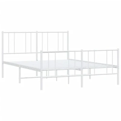 Abbildung von vidaXL Bettgestell Bettrahmen mit Kopf und Fußteil Metall Weiß 120x190 cm Bett Bettgeste