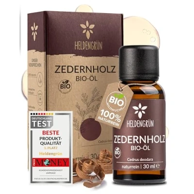 Abbildung von Heldengrün© Bio Zedernholzöl [100% NATURREIN] Zedernöl aus nachhaltigem Himalaya Zeder Echter Zedernholz Duft Ätherische Öle