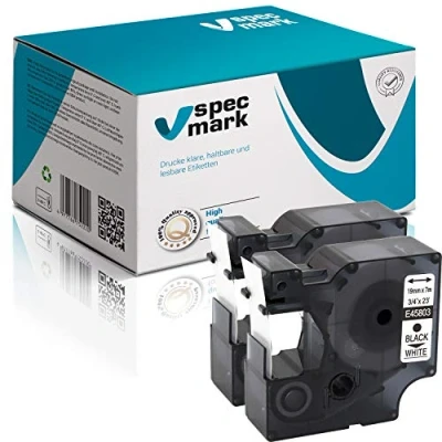 Abbildung von specmark Kompatibel für DYMO D1 45803 S0720830 Schriftband 19mm x 7 m Satz 2 St. Schwarz auf Weiß mit Drucker LM LabelManager LP LabelPoint LW LabelWriter DUO