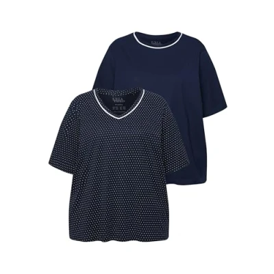 Abbildung von Ulla Popken 2 PACK Nachtwäsche Shirt, Damen, Größe: 58/60, Night blue
