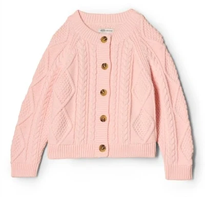 Abbildung von Amazon Essentials x Sofia Grainge Unisex Baby Fischer Strickjacke Pullover, Hellrosa, 24 Monate