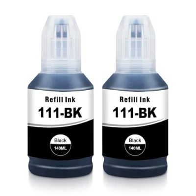 Abbildung von B T Yongairuink 111 Tintenflasche Kompatibel mit EPS Tinte Schwarz C13T03M140 für ET M1100 M1120 M1140 M1170 M1180 M2120 M2140 M2170 M3140 M3170 ETM3180 (2 Schwarz)