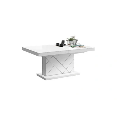 Abbildung von Design Couchtisch Tisch HM 333 Hochglanz höhenverstellbar ausziehbar (Weiß Hochglanz)