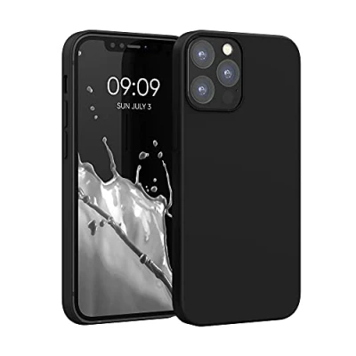 Abbildung von kwmobile Hülle kompatibel mit Apple iPhone 12 / Pro Silikon Handy Case Handyhülle weiche Oberfläche kabelloses Laden Schwarz