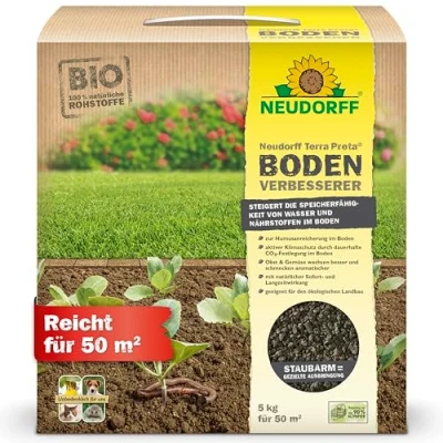 Abbildung von Neudorff BodenVerbesserer Terra Preta 5 kg für 50 m², Bio Dünger mit Pflanzkohle, zur nachhaltigen Bodenverbesserung aller Böden und Kulturen, Obst &amp; Gemüse wachsen besser schmecken aromatischer