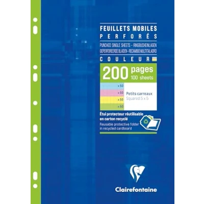 Abbildung von Clairefontaine 175112C Ringbucheinlagen Packung (mit 100 , DIN A4, 21 x 29,7 cm, kariert, 90g, ideal für die Schule, in 4 Farben sortiert)