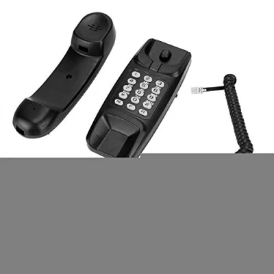 Abbildung von Garsent Schnurgebundenes Telefon, Platzsparender Desktop/Festnetztelefon zur Wandmontage für das Home Office Hotel(Schwarz)