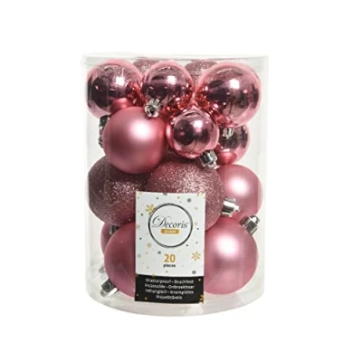 Abbildung von Kaemingk Weihnachtskugeln Kunststoff 4 6cm x 20 Stück Mix Christbaumkugeln Set rosa pink Lippenstiftrosa