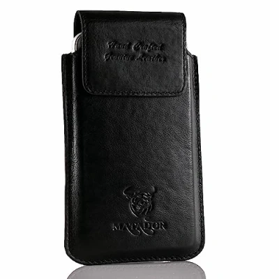Abbildung von MATADOR Leder Tasche Handytasche Hüfttasche kompatibel mit iPhone X/XS/11 Pro Magnet Gürtelclip/Schlaufe (Schwarz)