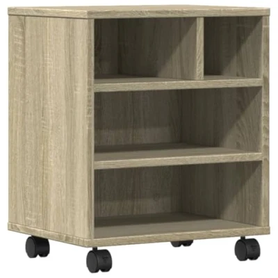 Abbildung von vidaXL Druckerständer, Druckerhalter mit Rollen, Druckertisch Druckerwagen für Büro Zuhause, Rollwagen Büroschrank Beistelltisch, Sonoma Eiche