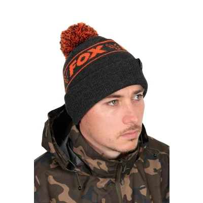Abbildung von Fox Collection Bommelmütze Schwarz/Orange Angelmütze
