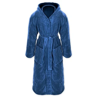 Abbildung von Gräfenstayn Unisex Bademantel Kuschelfleece Kapuze Flanell Fleece, XXXL blau