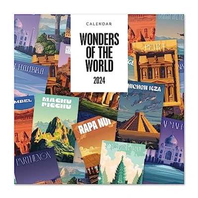 Abbildung von Grupo Erik Kalender 2024 Wandkalender Wonders of the World Familienplaner 30 x cm 12 Monate + Letzten 4 2023 auf einer Seite