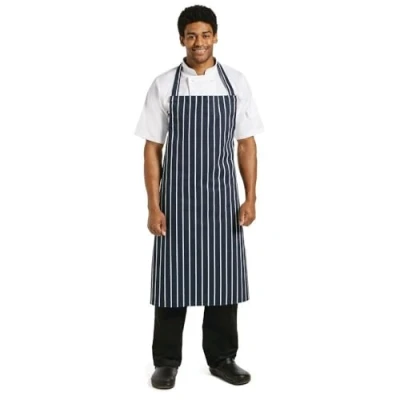 Abbildung von Whites Chefs Apparel A662 Schürze Butchers Lätzchen, Large, Navy Stripe