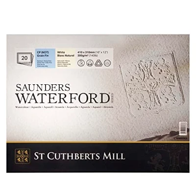 Abbildung von Saunders Waterford SERIES St Cuthberts Mill Aquarellpapier T46330051011E 300 g/m², Feinkorn, Aquarellblock 41 x 31 cm, rundumgeleimt, 20 Blatt, Naturweiß