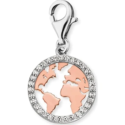 Abbildung von Engelsrufer Damencharm Charm WELT 925ER Silber Zirkonia Anhänger, Damen, Größe: One Size, Bicolor