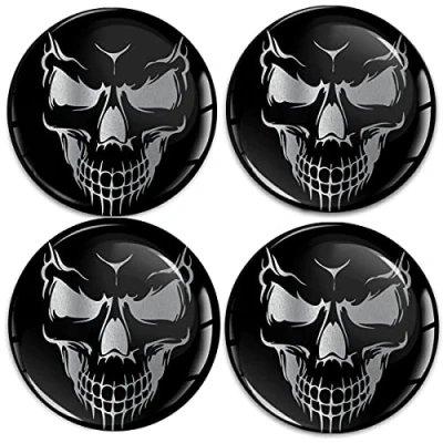 Abbildung von SkinoEu Aufkleber Autoaufkleber für Radkappen Nabenkappen Nabendeckel Radnabendeckel Rad 55mm Totenkopf Schädel Schwarz A 9255