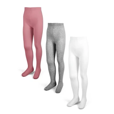 Abbildung von Basic Treasure 3er Pack Kinderstrumpfhosen, Mädchen Strumpfhosen, Strumpfhose Mädchen, 134 140, Grau/Weiß/Rosa